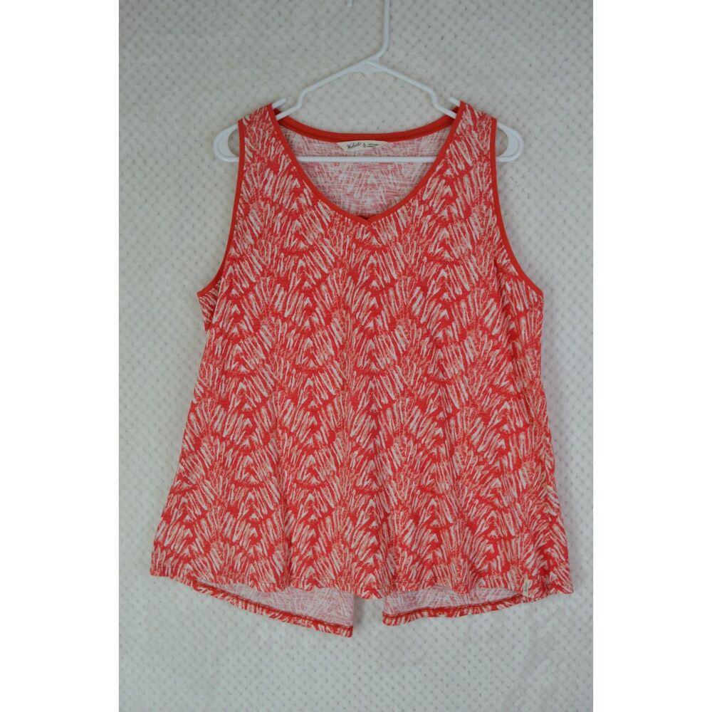 Woolrich Women's XL Red Abstract Print Sleeveless Split Back Top